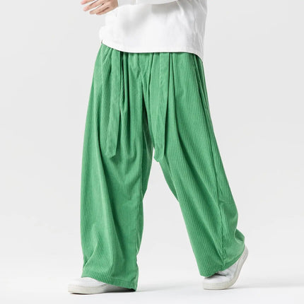 Pantaloni di velluto a coste da uomo 2025Autunno Inverno Caldo Casual Pantaloni comodi Stili giapponesi Harun Pantaloni da uomo oversize a gamba larga in tinta unita