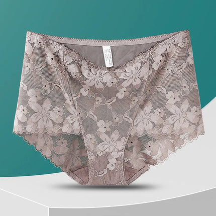 Transparent Lace Briefs Women Panties Girls Summer Underpants Plus Size Underwear Solid Color Sexy Lingerie XXL