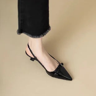 Women's Spool Heel Closed-Toe Patent Leather Sandals, Vintage Fairy Core Style, 2025 Collection