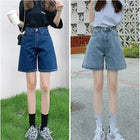 Ladies High Waist Wide Leg Denim Shorts Retro Blue A-Line Slim Fit Spring Summer Womens Casual Clothing 2026 PlatiNum