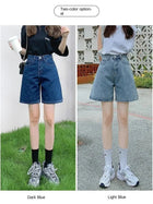 Ladies High Waist Wide Leg Denim Shorts Retro Blue A-Line Slim Fit Spring Summer Womens Casual Clothing 2026 PlatiNum