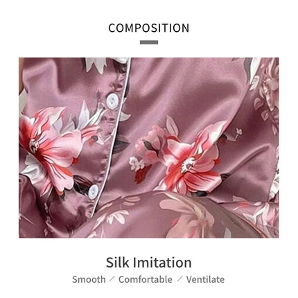 Pigiama in raso per donna pigiameria con stampa floreale autunno vestiti per la casa Soft Comfort top e pantaloni a maniche corte pigiama pigiama Femme