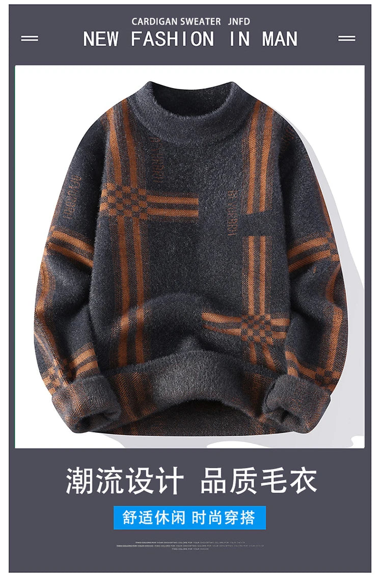 2025 New Winter Fashion Cashmere Sweater Men High Quality Comfortable Mens Sweaters Thick Warm Male Pullover