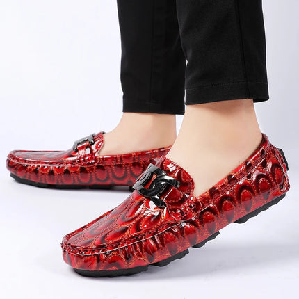 Mocassini da Uomo con Motivi Testurizzati, Calzature Casual Slip-On per Uso Quotidiano, Calzature Resistenti all'Usura e Robuste per Uomo