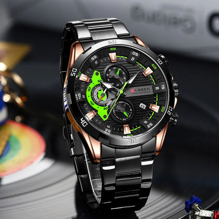 CURREN 8402 Orologio da uomo in acciaio inossidabile Moda creativa Quadrante luminoso con cronografo Orologio da uomo di lusso per il tempo libero reloj hombre platinumshop