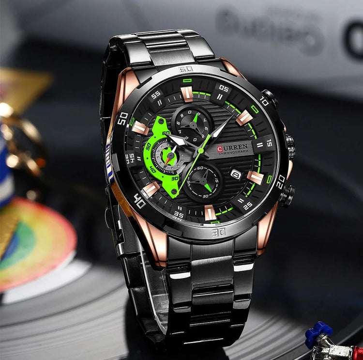 CURREN 8402 Orologio da uomo in acciaio inossidabile Moda creativa Quadrante luminoso con cronografo Orologio da uomo di lusso per il tempo libero reloj hombre platinumshop