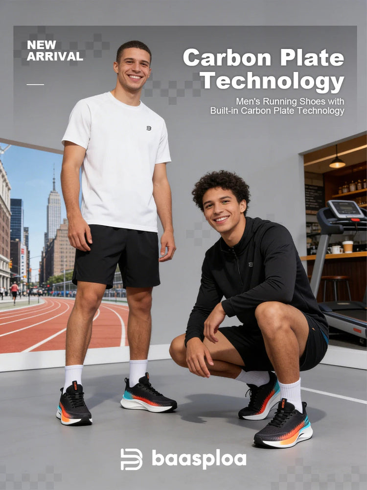 Baasploa Running Shoes Men Carbon Plate Professional Cushioning Anti-slip Sneaker Female Casual Breathable Jogging Sports Shoes PlatiNum