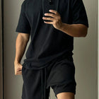 Set di pantaloncini a maniche corte in puro cotone da uomo, t-shirt sportiva e per il tempo libero allentata alla moda europea e americana platinumshop