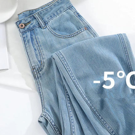 Jeans da donna in seta ghiaccio, nuovi, estivi 2026, in denim sottile e morbido, a gamba dritta e larga, modello baggy, versatili, blu ﻿