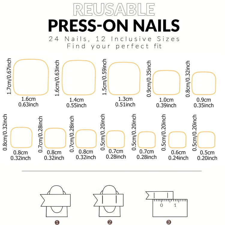 24pcs/set short square fake nails for women cute bride heart white french tips faux ongles y2k press on false nail supplies