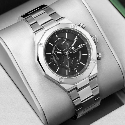 SAPHERO Orologio Cronografo Uomo al Quarzo 5ATM Impermeabile Acciaio Inox con Data, Regalo Perfetto per Padre, Marito, Fidanzato per Natale, Compleanno, San Valentino platinumshop