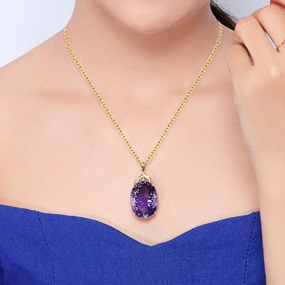 Collana con ciondolo alla moda semplice CAOSHI per gioielli affascinanti con temperamento femminile con accessori di lusso in Zirconia viola brillante regalo