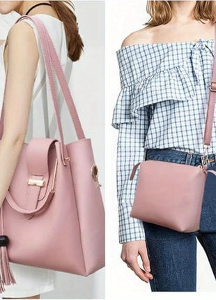 Set di 3 Borse da Donna in Pelle PU: Borsa a Tracolla, Borsa a Mano e Pochette, Combo Elegante per Signore