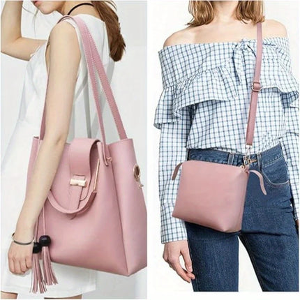 Set di 3 Borse da Donna in Pelle PU: Borsa a Tracolla, Borsa a Mano e Pochette, Combo Elegante per Signore