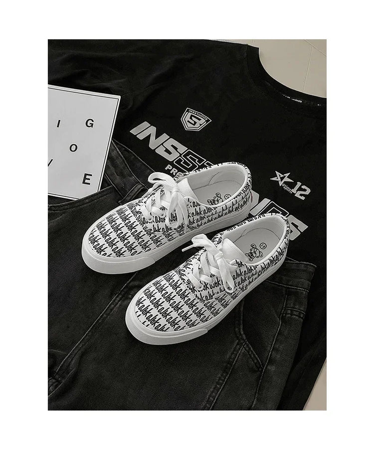 Designer Canvas Casual shoes for men  Flats Vulcanized Shoes Original printed sneakers male Skateboard street shoes men Tennis