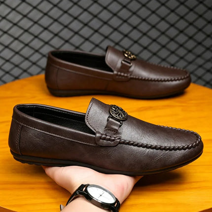 Mocassini da uomo in stile britannico, scarpe da ufficio casual da uomo, comode scarpe basse slip-on, scarpe da guida traspiranti e antiscivolo da uomo