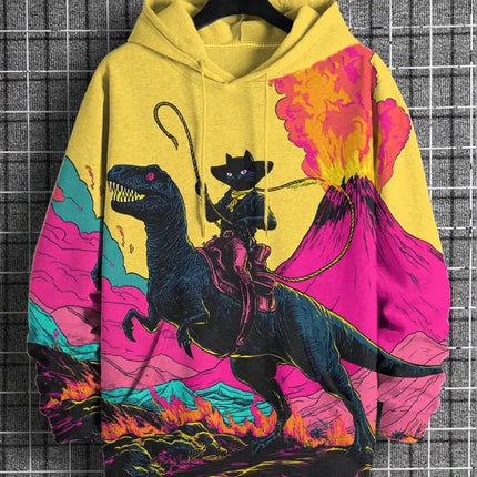 2026 Men's Hoodies Funny Cat Dinosaur UFO Art 3D Printed Cartoon Sweatshirt Men Women Tracksuit Oversized Casual Street Y2k Coat