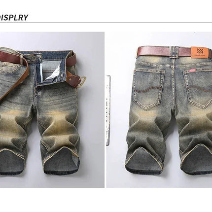 2025 Estate Marca Stretch Sottile Bermuda Masculina Cotone Denim Jeans Jorts Uomo Al Ginocchio Morbido Ropa Hombre Pantaloncini