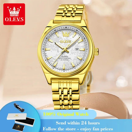 OLEVS 3703 Orologio da donna Orologio al quarzo con calendario di lusso Orologio da polso da donna impermeabile con specchio ad alta durezza 30M platinumshop