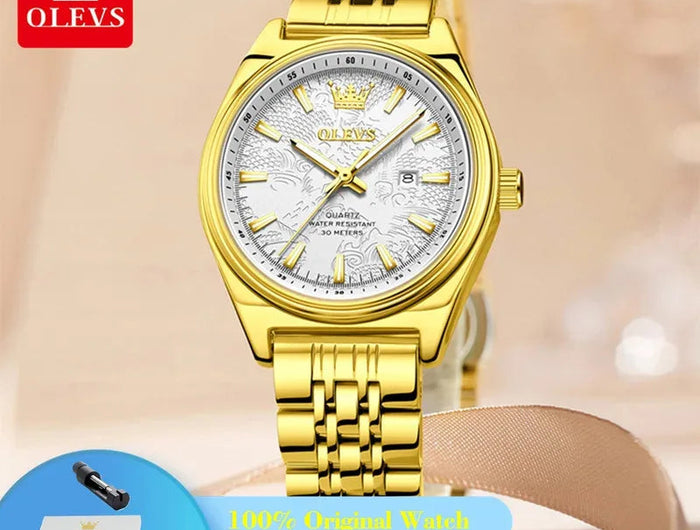 OLEVS 3703 Orologio da donna Orologio al quarzo con calendario di lusso Orologio da polso da donna impermeabile con specchio ad alta durezza 30M platinumshop