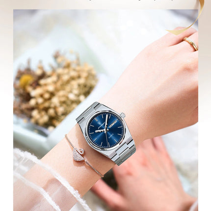 POEDAGAR Top squisito orologio da polso da donna impermeabile al quarzo luminoso orologio da donna casual data settimana orologi da donna in acciaio inossidabile platinumshop