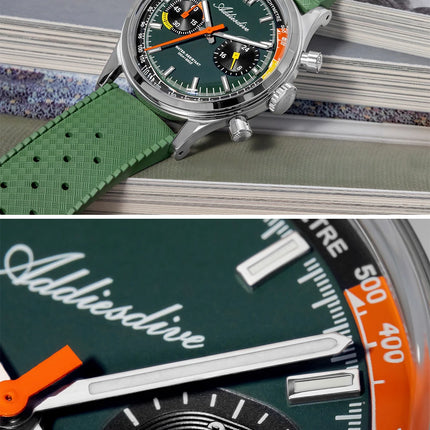 ADDIESDIVE HOT 38mm Men's Watch AD2549 BGW9 Super Luminous Fluorocarbon Rubber 10Bar Waterproof 0S21 Chronograph Quartz Watches
