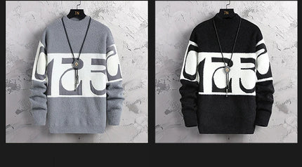 2023 New Fashion Patchwork digit Cashmere Sweater Men High Quality Comfortable Mens Sweaters Thick Warm Male Pullover