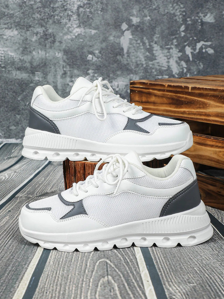 VEAMORS Unisex Mesh Running Shoes Lightweight Breathable Sports Sneakers Elastic Soft Sole Footwear for Walking Gym Fitness PlatiNum