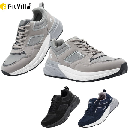 FitVille Le più nuove scarpe da corsa da uomo 4E Sneakers larghe con supporto per l'arco plantare per piedi piatti Sollievo dal dolore al tallone Fascite plantare