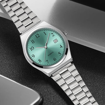 LUCKY FOX - Orologio da polso elegante e minimalista in acciaio inossidabile con quadrante nero - Cronometraggio preciso per tutti i giorni platinumshop