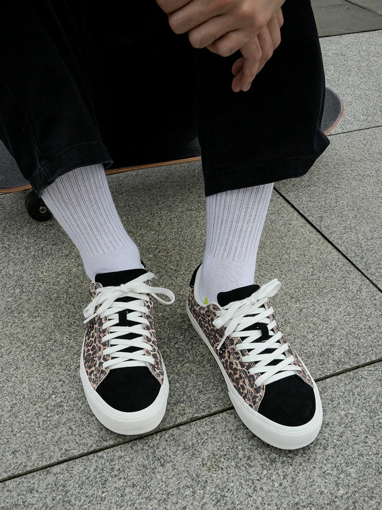 Goluck Classics Sneakers Stylish Leopard Vulc Skateboard Shoes Shock Absorption Encapsulated Men&Women Durable Comfortable Spo