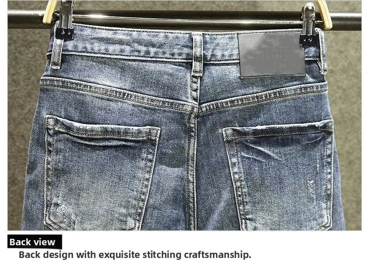 2025 Spring Autumn Korean Luxury Clothing New Cargo Brand Tooling Jeans Men's Slim High Street Men's Splicing Patch Trousers PlatiNum