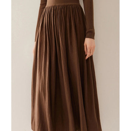 Women's Clothes High-quality Cashmere Skirts Fashionable Mulberry Silk Knitted A-line Skirts Women's High-waisted Umbrella Skirt PlatiNum