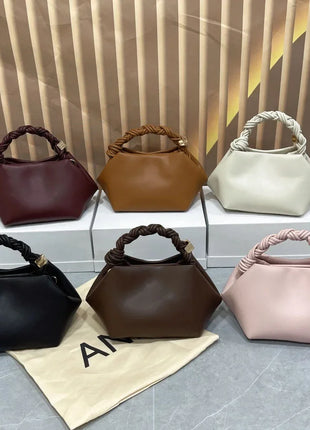 Borsa a tracolla/da spalla da donna in morbida pelle di alta qualità, con manico in corda intrecciata, elegante e casual per l'uso quotidiano.