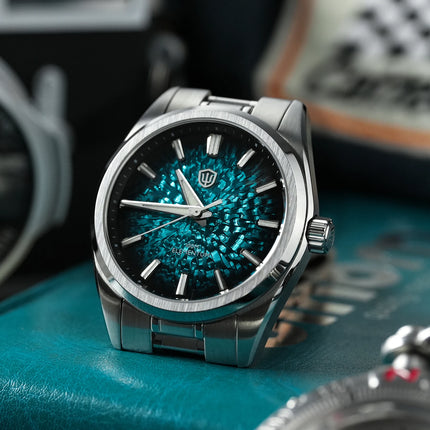 Watchdives WD0003C Ice Crack Dial 38mm Men Watch VH31 Sweep Seconds Quartz Movement Sapphire Luminous 10Bar Waterproof Watches