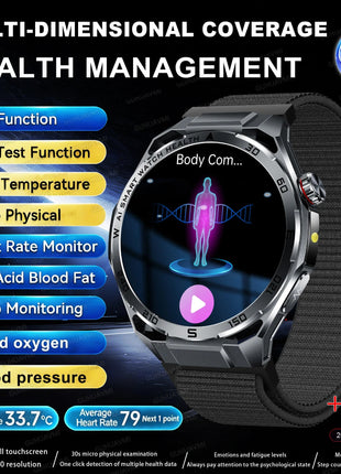 Nuovo Smartwatch 2026 con Analisi del Grasso Corporeo ECG+PPG, Acido Urico, Pressione Sanguigna, Ossigeno nel Sangue, Chiamate Bluetooth, Orologio Sportivo Intelligente per Uomini e Donne platinumshop