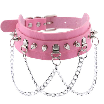 1Pc Harajuku Cuore Sexy Rivetti Cuoio DELL'UNITÀ di elaborazione Nero Goth Punk Girocollo Per Y2K Ragazze FAI DA TE Goth Star Pentagramma Collane Grosse Gioielli PlatiNum