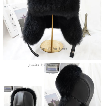 2026 Cap 100% Raccoon Dog Full Fur Fox Fur Hat Men's Fur Ear Protection Winter Thickened and Warm Russian Hat Men's Trend