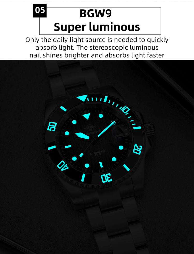 ADDIESDIVE Dive Watch Men NH35A Automatic 200M Waterproof Sapphire Crystal Ceramic Bezel Luminous Steel Wristwatch AD2078