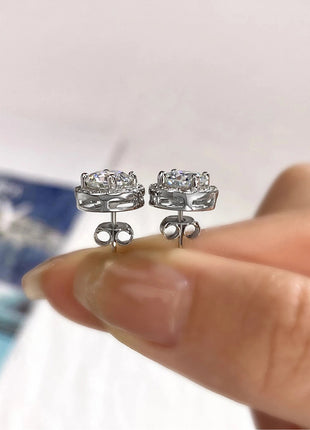 DW Certified Moissanite Diamond Stud Earrings for Women 925 Sterling Silver Round Halo Earrings Luxury Wedding Fine Jewelry PlatiNum