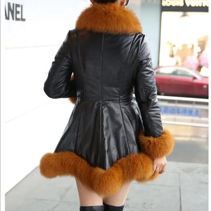 Hot Sale Winter Women's Faux Fur High Quality Faux Sheepskin Coats Keep Warm With Fur Fox Collars Slim Female Furs