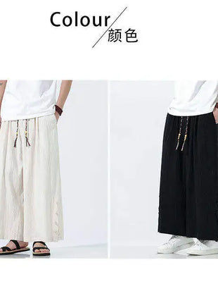 Pantaloni di lino in cotone Pantaloni da uomo comodi e traspiranti tinta unita casual Pantaloni larghi a gamba dritta in vita elastica Oversize M-5XL