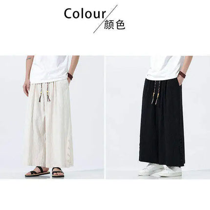 Pantaloni di lino in cotone Pantaloni da uomo comodi e traspiranti tinta unita casual Pantaloni larghi a gamba dritta in vita elastica Oversize M-5XL