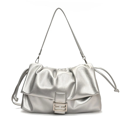 Women's Large Capacity Casual Single Shoulder Bag Soft Leather Cloud Pleated Drawstring Tote Bag Fashion Versatile Underarm Bag