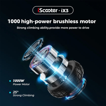 IScooter iX3 1000W max potente Scooter elettrico 40KM gamma 10 pollici fuoristrada pneumatico elettrico Kick Scooter 10Ah 40 KM/H Scooter per adulti