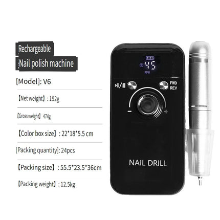 Wireless Portable Rechargeable Electric Nail Polishing Machine New Cordless Nail Surface Polisher Gel Nail Remover Professional Home Salon Manicure Pedicure Care Tool For DIY Nail Art Design
