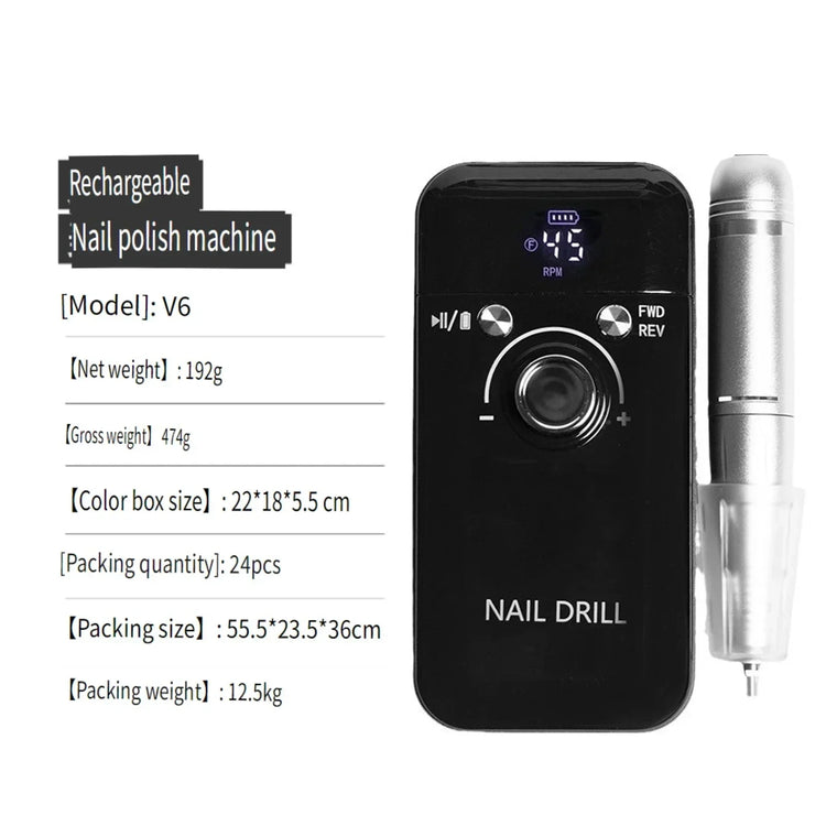 Wireless Portable Rechargeable Electric Nail Polishing Machine New Cordless Nail Surface Polisher Gel Nail Remover Professional Home Salon Manicure Pedicure Care Tool For DIY Nail Art Design