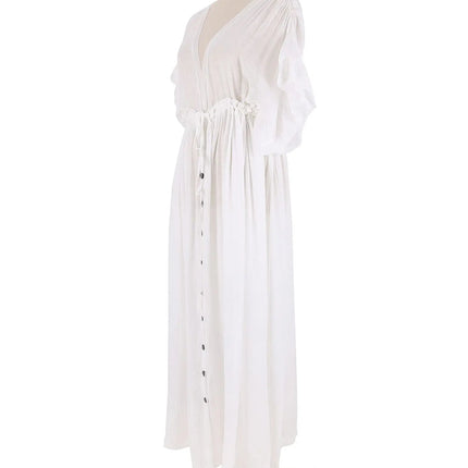 Costume da bagno donna taglie forti copricostume con scollo a V profondo costume da bagno Bikini Coverup abito lungo Kimono caftano diviso platinumshop