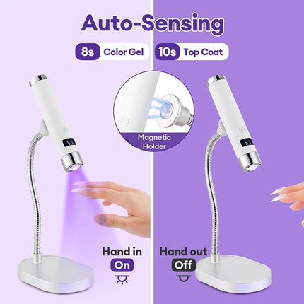 Rechargeable AI Sensor UV LED Nail Lamp Flexible Hose Dual Mode Touch Induction Desktop Handheld Gel Nail Lamp
