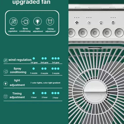 Nuovo 3 in 1 ventilatore condizionatore d'aria domestico mini dispositivo di raffreddamento dell'aria LED luce notturna umidificatore portatile ventola di regolazione dell'aria ufficio casa ventilatore